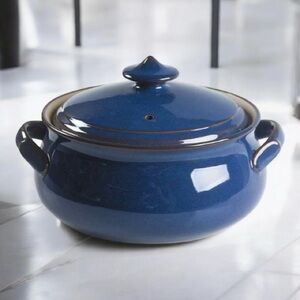 Denby Stoneware Covered Casserole Dish Imperial Blue 1.75 Qt